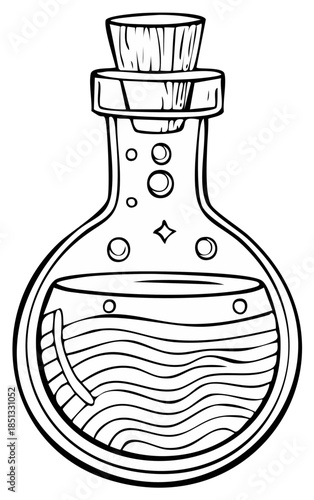 Potion bottle illustration with bubbly liquid inside