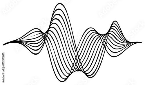 Abstract wave form graphic illustration, black lines on white background