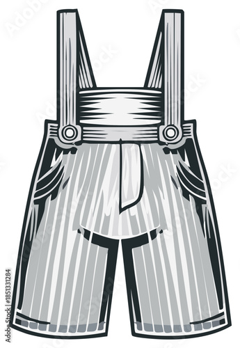 Striped Overalls Clothing Item with Shoulder Straps and Rivet Details for Children Apparel Design