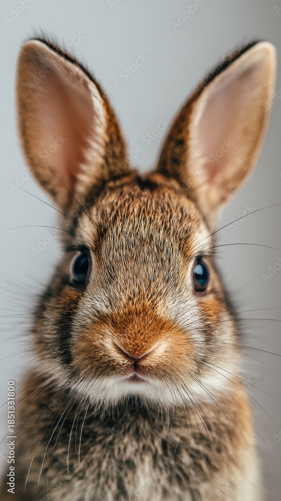 Fototapeta premium cute baby bunny close-up face, innocent eyes, clean background