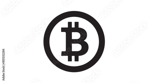 Bitcoin logo in simple flat design with bold black color on white background for cryptocurrency