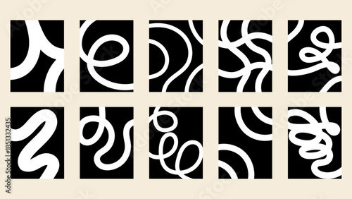 Monochrome abstract background with smooth curves and dynamic lines. Clean modern design for posters and print projects.