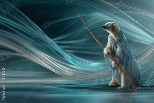 Regal Arctic Polar Bear in Cold Cinematic Portrait