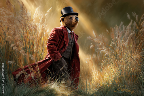 Contemplative Bear in Moody Painterly Portrait