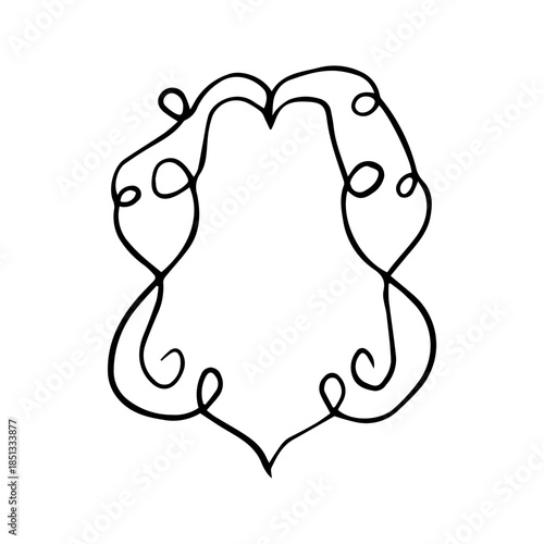 Hand Drawn Ornate Scroll Frame. Minimalist Vintage Swirl Border Line Art Vector