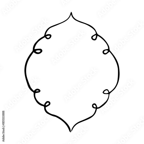 Hand Drawn Ornate Scroll Frame. Minimalist Vintage Swirl Border Line Art Vector