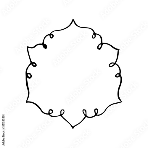 Hand Drawn Ornate Scroll Frame. Minimalist Vintage Swirl Border Line Art Vector