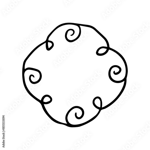 Hand Drawn Ornate Scroll Frame. Minimalist Vintage Swirl Border Line Art Vector