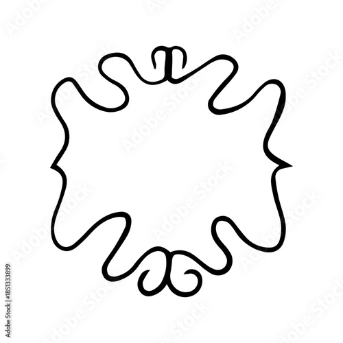 Hand Drawn Ornate Scroll Frame. Minimalist Vintage Swirl Border Line Art Vector