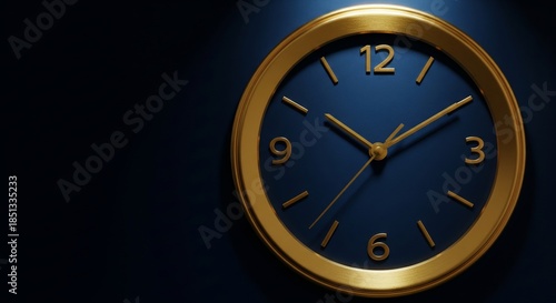 Wallpaper Mural Minimalist Clock Face Striking Midnight on Blue Background.  Represents countdown, new year eve, time, and future. Torontodigital.ca