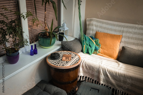 Cozy balcony with a sofa