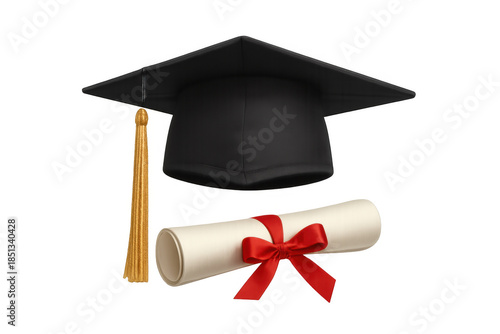 Wallpaper Mural Graduation cap with gold tassel and rolled diploma with red ribbon, symbolizing academic achievement and success Torontodigital.ca