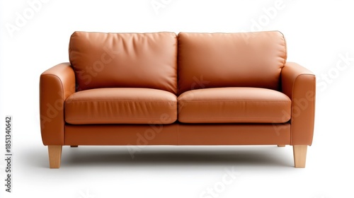 Modern leather sofa with sleek design on white background ready for any space
