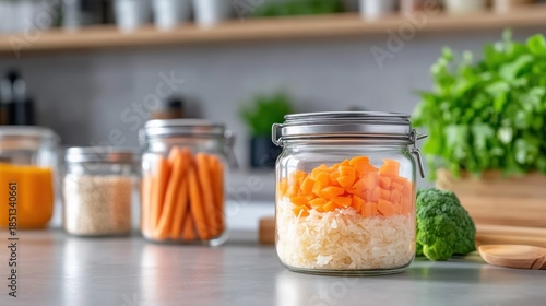 Making homemade sauerkraut with fresh cabbage and carrots
