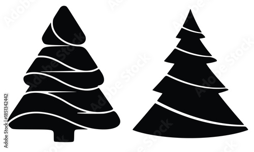 set of christmas trees