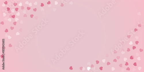 Hearts confetti corners. Cute pink hearts