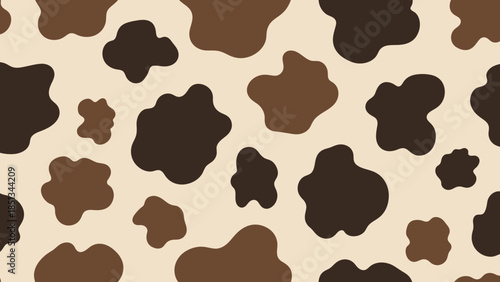 Cow skin pattern in brown colors, vector seamless background design for textile