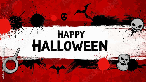 Spooky season greetings, an illustrative happy halloween background with skulls