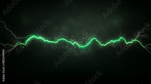 Abstract Green Lightning Fractal for Digital Overlay