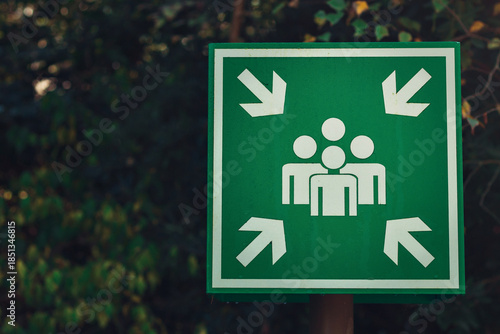 Emergency Assembly Point Sign in Outdoor Area