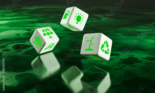 Erneuerbaren Energien mit grüner Energie aus Windkraftanlagen und Solarmodulen Konzept 3D 