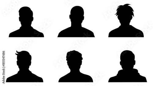 男性シルエットのアバターアイコンセット