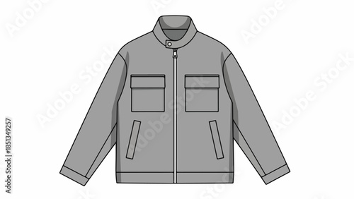 Gray jacket with two breast pockets and side pockets, displayed on a clean white background in a flat lay style.