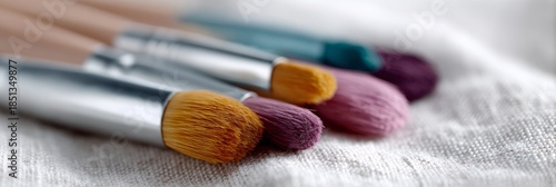 Wallpaper Mural Collection of makeup brushes are displayed on a white cloth Torontodigital.ca