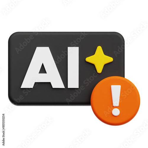 Warning AI Tech 3D Icon Isolated On The Transparent Background