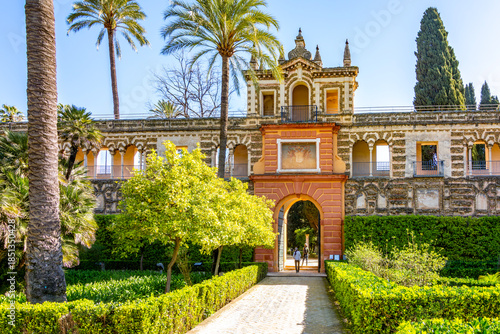 Obraz na płótnie Gallery of Grotesque in Seville Alcazar gardens, Andalusia, Spain
