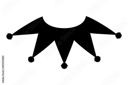 Simple black silhouette icon representing the collar of a traditional medieval jester or harlequin hat