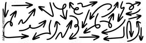 Set of Hand drawn vector arrows doodle on white background. design element vector illustration.