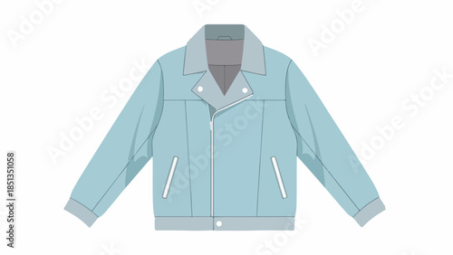 Flat lay illustration of a light blue zip-up jacket with a collar and two pockets on a white background.