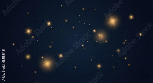 Abstract dark background with shimmering golden light particles and magical glow effect
