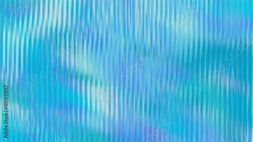 Ribbed glass background with refraction effect. Reeded glass with blue gradient. Abstract background
