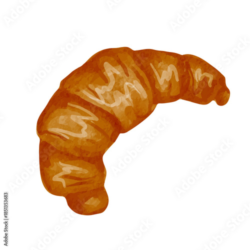 A fragrant croissant with a crispy crust, freshly baked goods. Vector graphics.