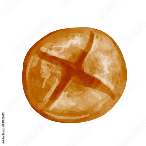 A fragrant loaf of bread with a crispy crust. Vector graphics.