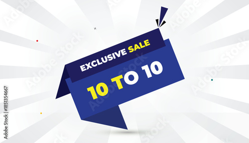 exclusive 10 to 10 sale editable eps format web banner template vector art design illustration deep blue shapes yellow bold font white gray gradient abstract sunshine business background 4k vibrant mo