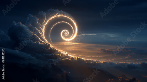 A glowing spiral ascending endlessly into the sky, representing the journey of freedom. (3)