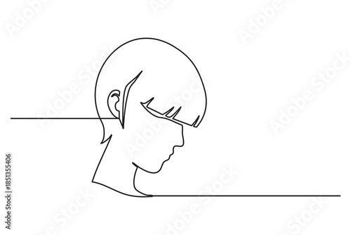 Artistic Female Face Profile One Line Drawing Vector Art