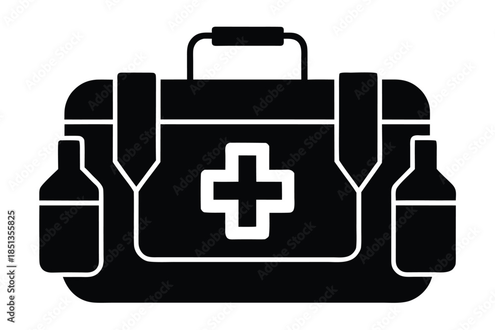 Fototapeta premium survival kit icon silhouette vector