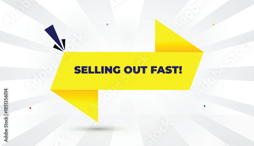 Selling Fast Editable EPS Format Web Banner Vector Art Illustration Template Design Yellow Orange Gradient Shapes Deep Blue Bold Font White Gray Abstract Illustration Sun Shine Business Background 4K