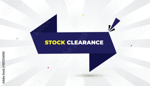 Stock Clearance Editable EPS Format Web Banner Vector Art Illustration Template Design Deep Blue Shapes Yellow Bold Font White Gray Gradient Abstract Illustration Sun Shine Business Background 4K