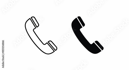 Simple black and white illustration of two telephone handsets on a plain white background.