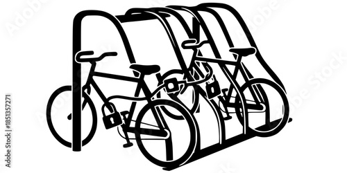 Bicycle Parking Rack Green Transport Silhouette