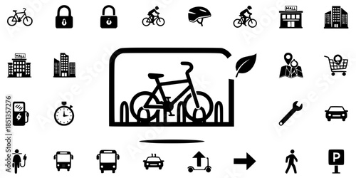 Bicycle Parking Rack Green Transport Silhouette