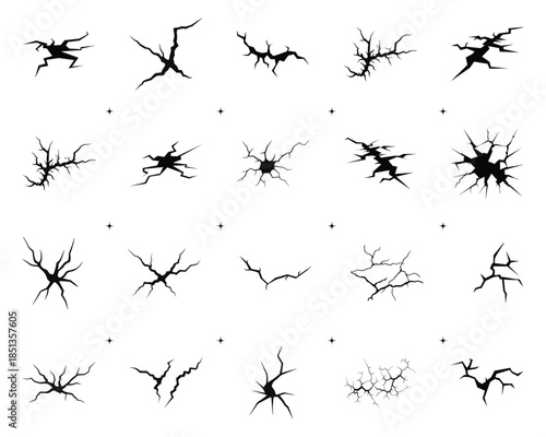 wall cracks Silhouette set
