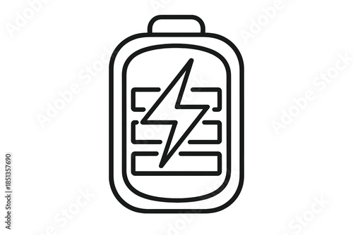 Energy Cell Icons. Line style icons of Energy Cell Boost: rounded cell, charge cue, filled bars, terminal band, power shimmer,