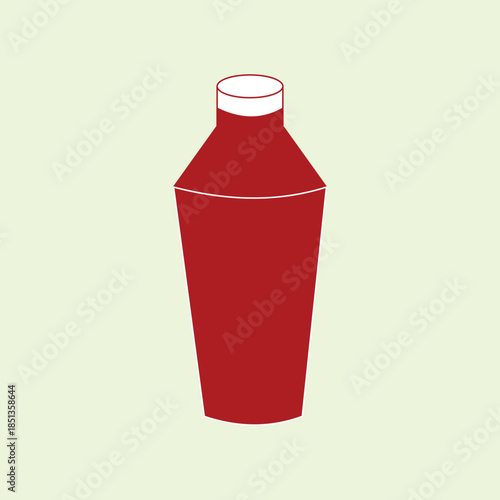 Minimal red cocktail shaker icon with clean geometric shape on a light background, representing bartending tools, drink mixing, bar equipment, and classic beverage preparation.