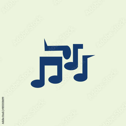 Minimalist illustration of three dark blue musical notes arranged diagonally on a light green background, representing rhythm, melody, and sound. Clean shapes make it suitable for music, audio, or cre